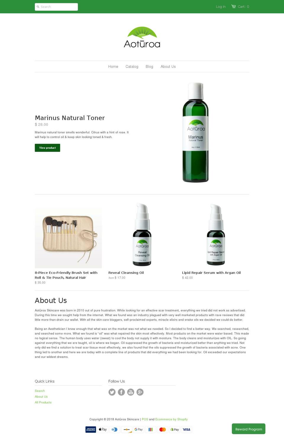 aoturoa-skincare.com — Shopify storefront screenshot