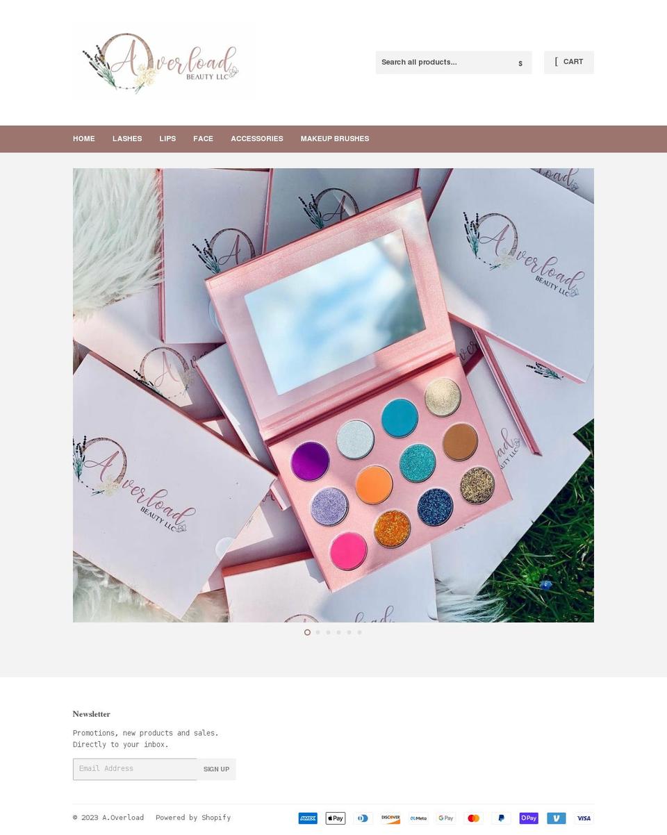 aoverloadbeauty.com shopify website screenshot