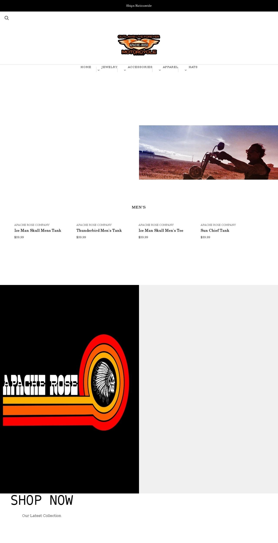 apacherosecompany.com shopify website screenshot