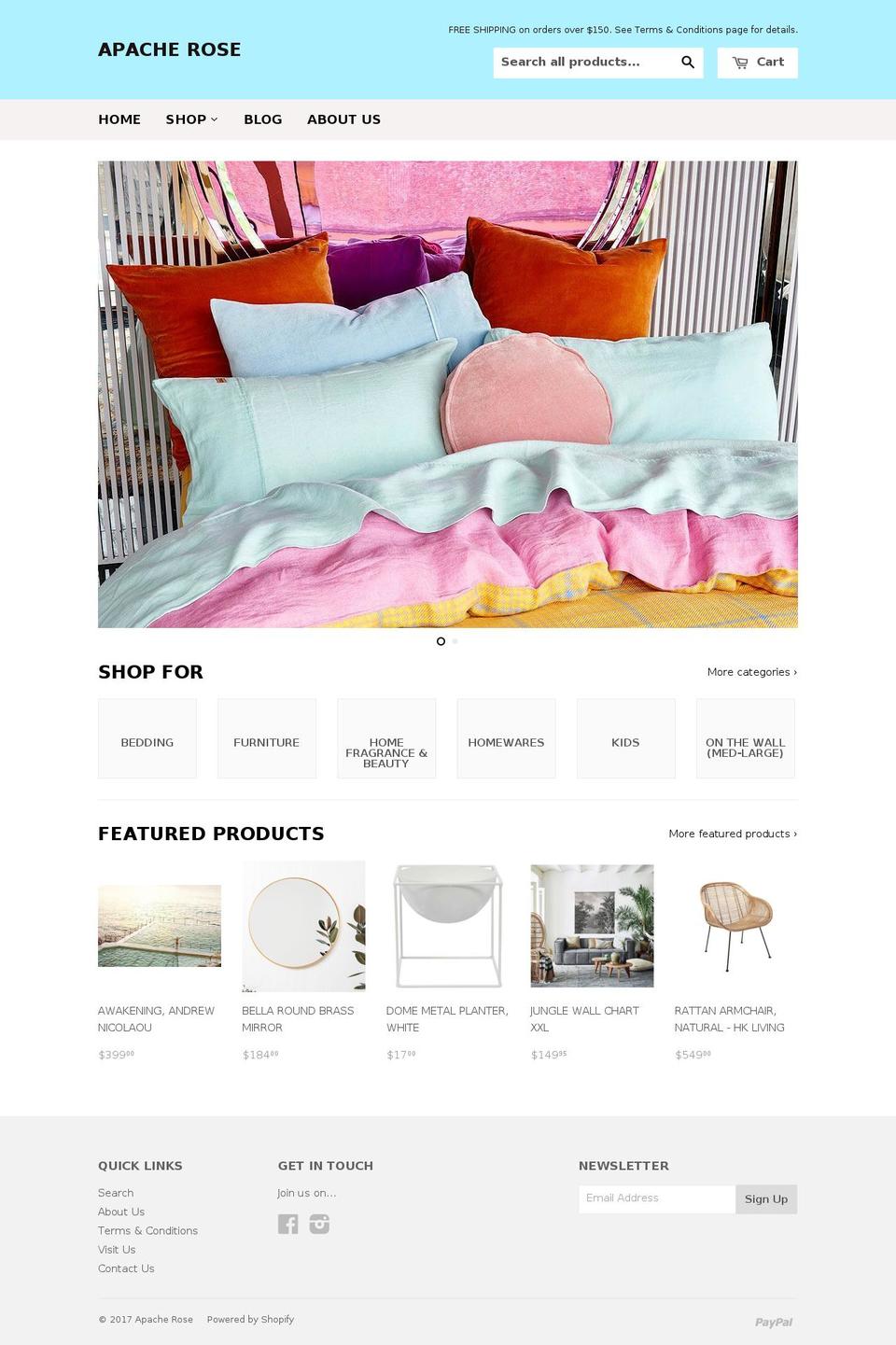 apacherosestore.com shopify website screenshot