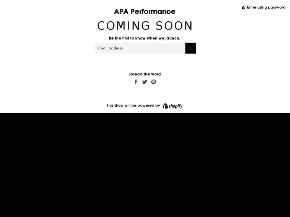 apaperformance.com — Shopify storefront screenshot