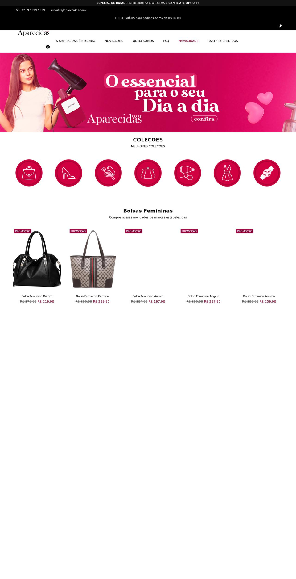 aparecidas.com shopify website screenshot