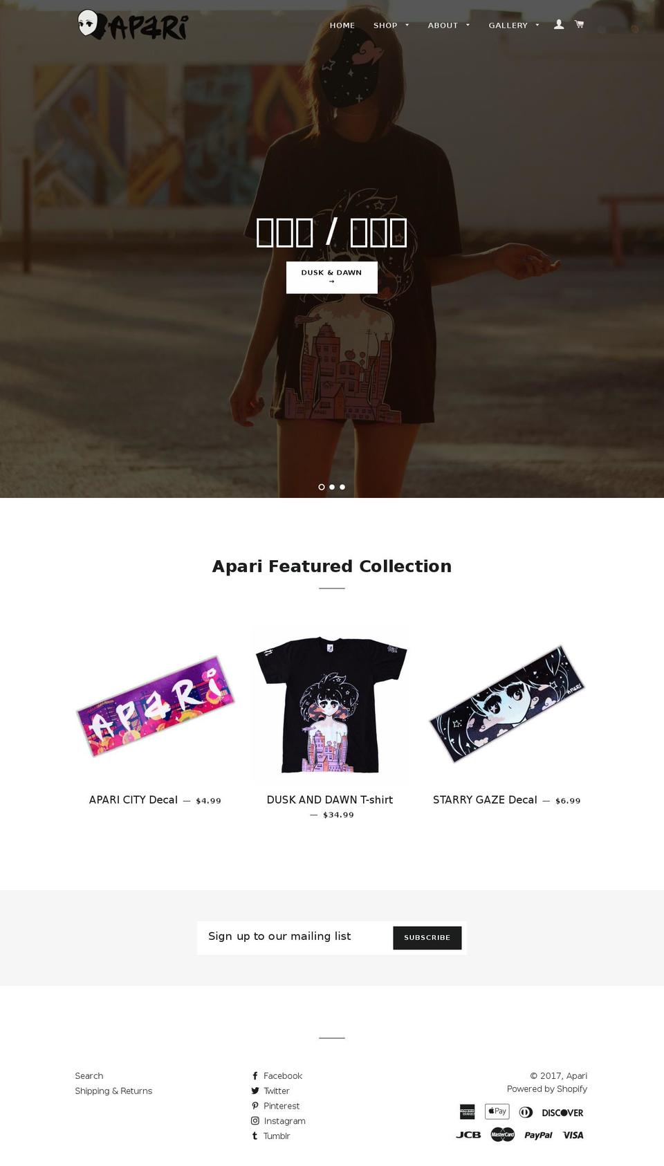 apari-shop.com shopify website screenshot