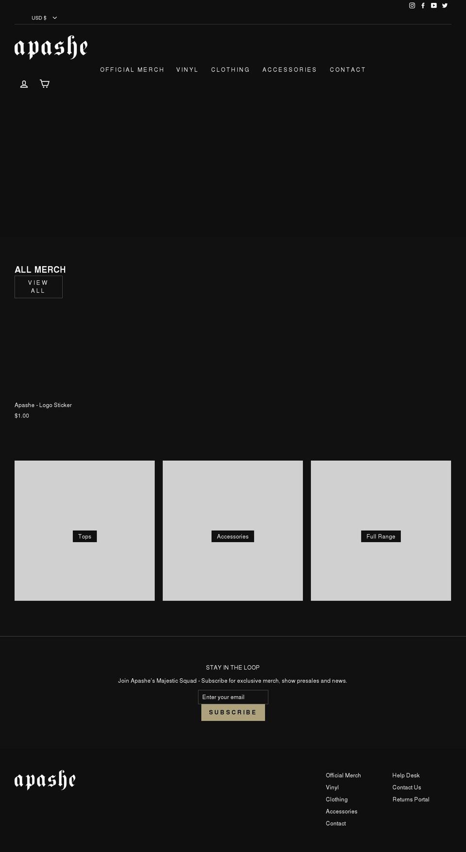 apashemerch.com shopify website screenshot