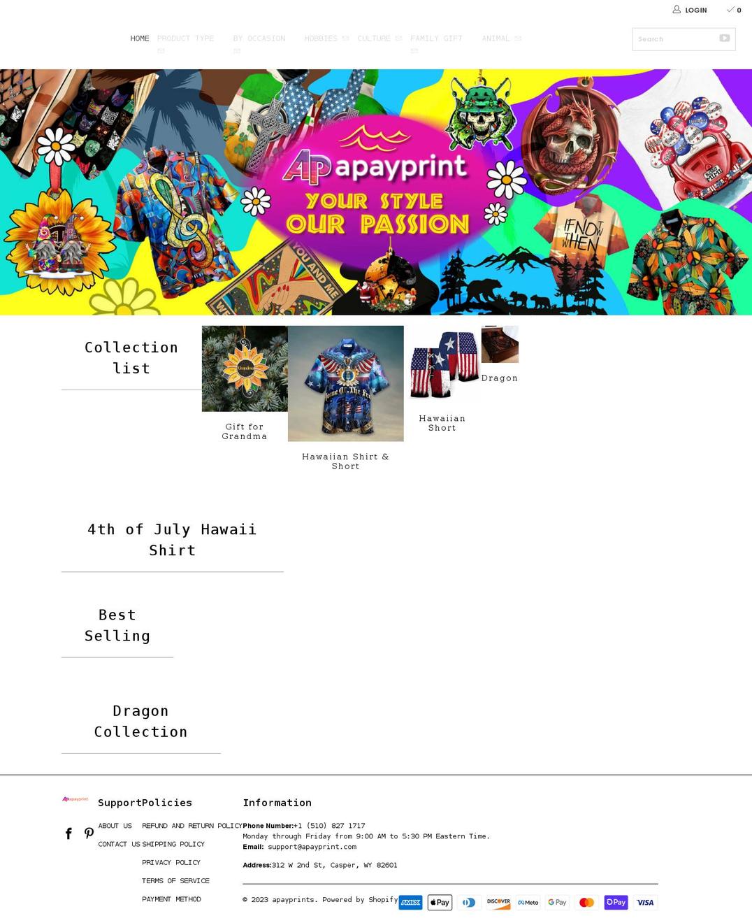 apayprint.com shopify website screenshot