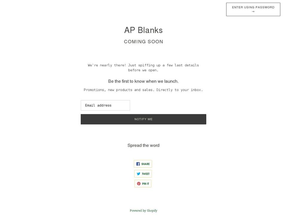 apblanks.com shopify website screenshot