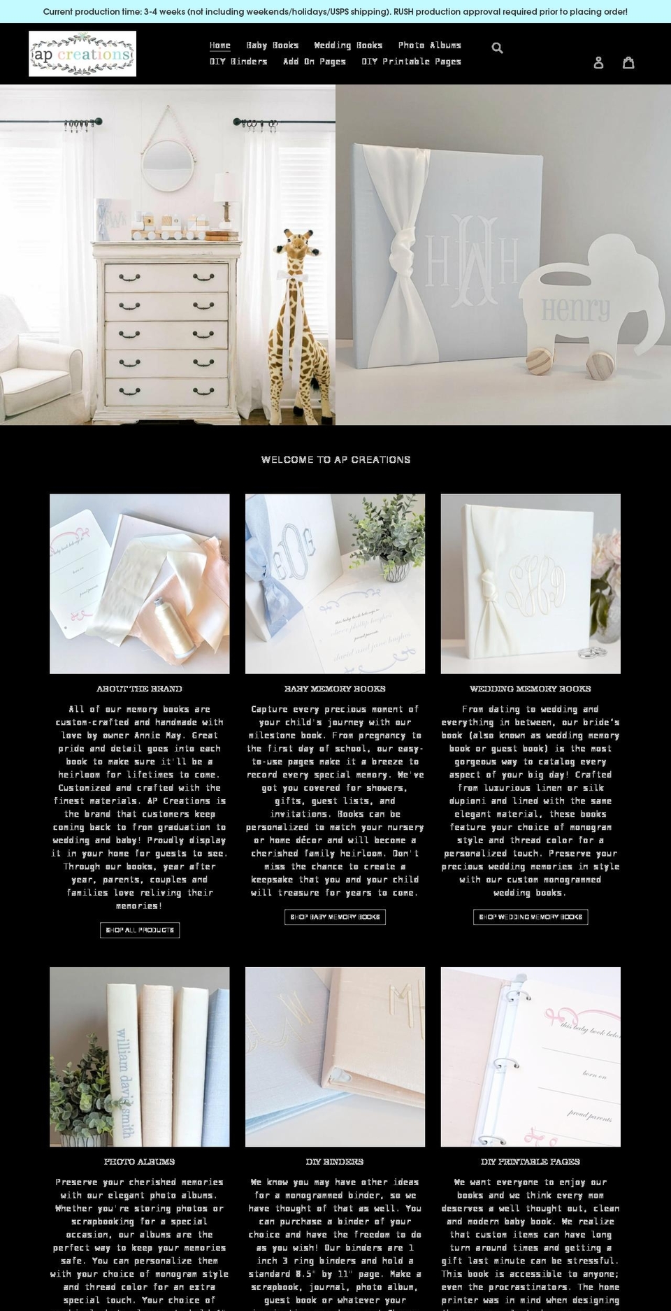 apcreationsintusc.com shopify website screenshot