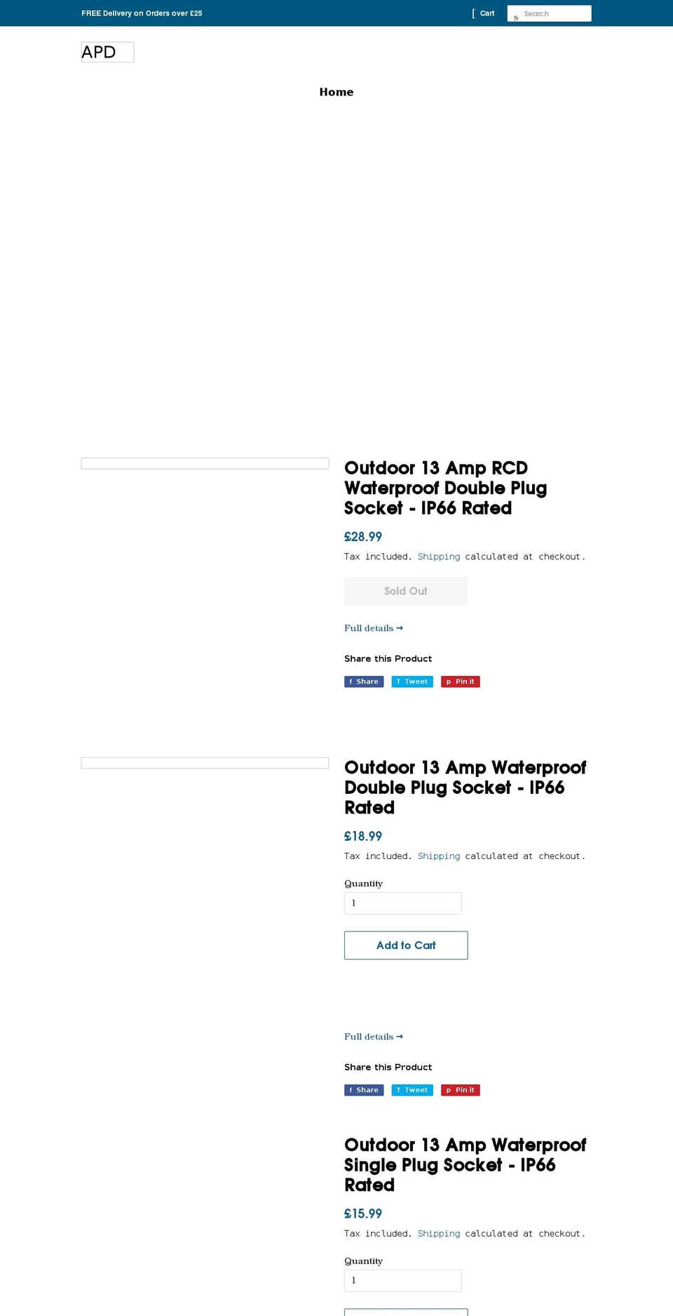 apdelectrical.com shopify website screenshot
