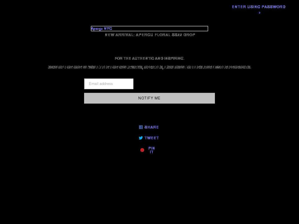 apercunyc.com shopify website screenshot