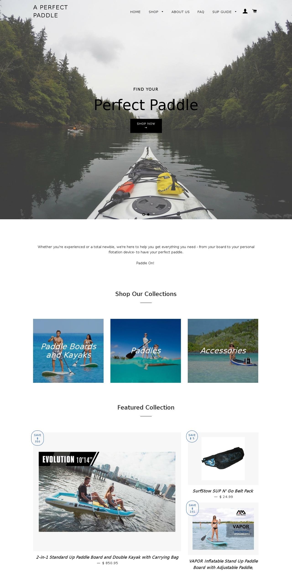 aperfectpaddle.com shopify website screenshot
