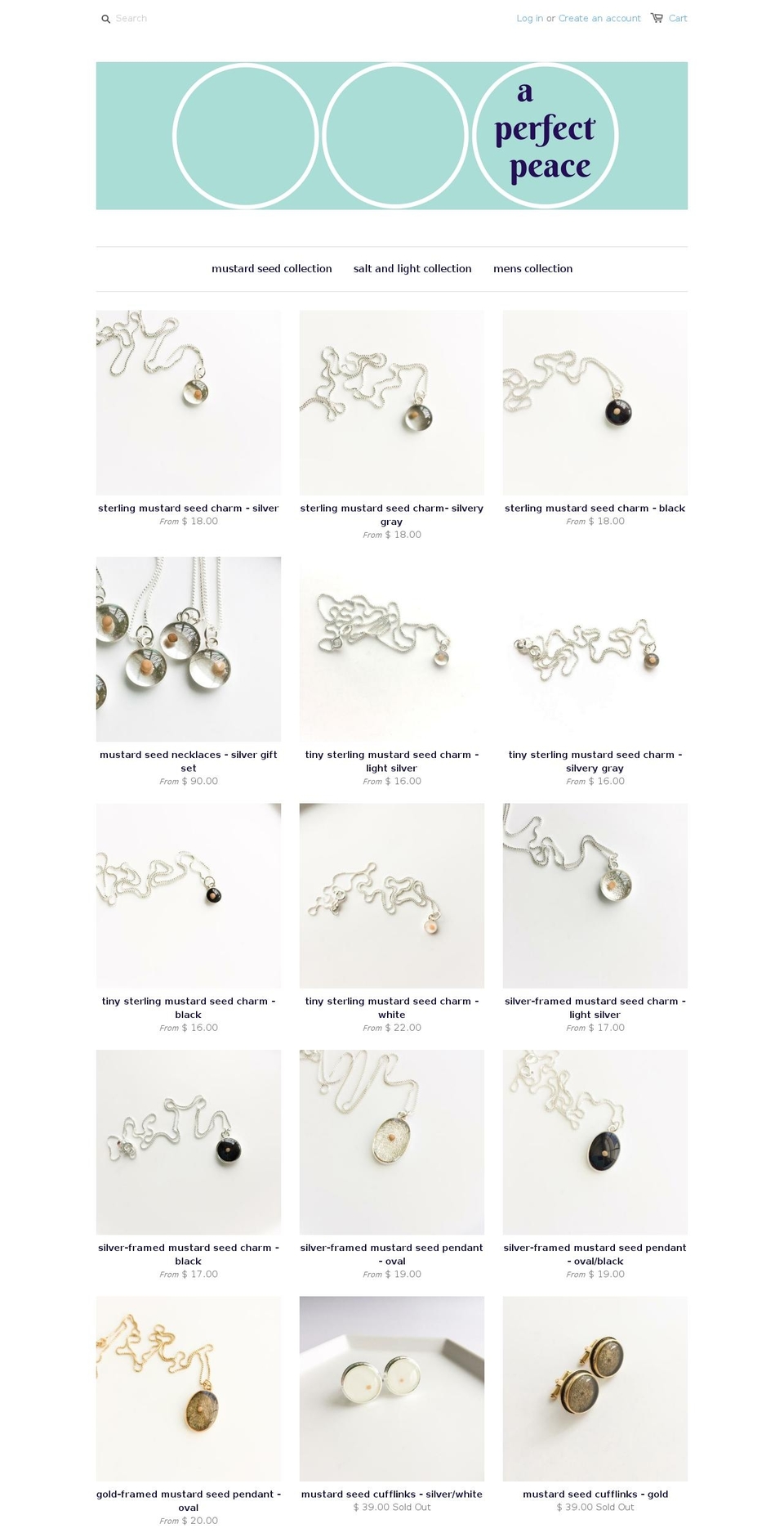 aperfectpeacejewelry.com shopify website screenshot