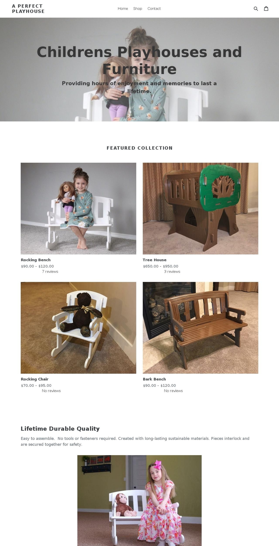 aperfectplayhouse.com — Shopify storefront screenshot
