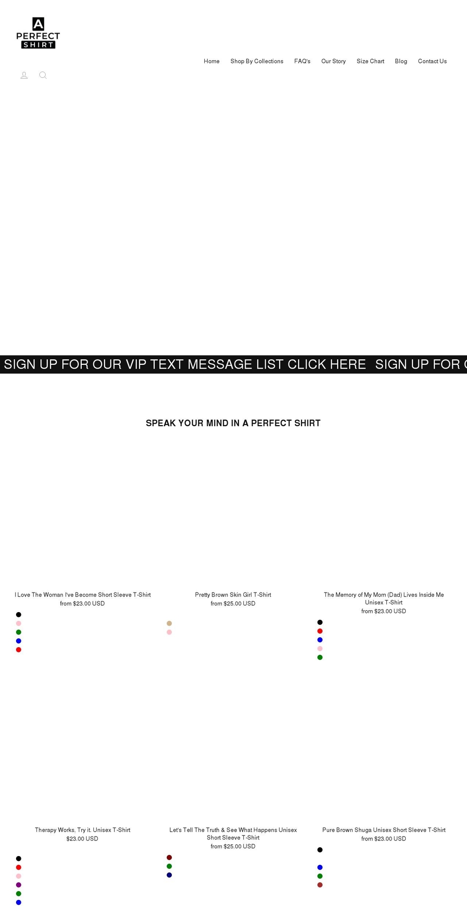 aperfectshirt.com shopify website screenshot