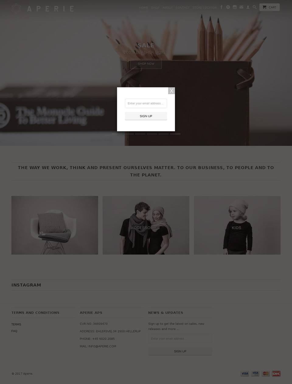 aperie.dk shopify website screenshot