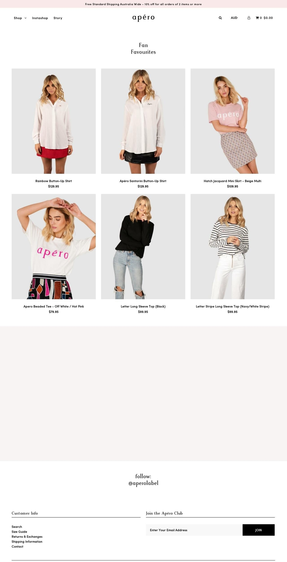aperolabel.com shopify website screenshot