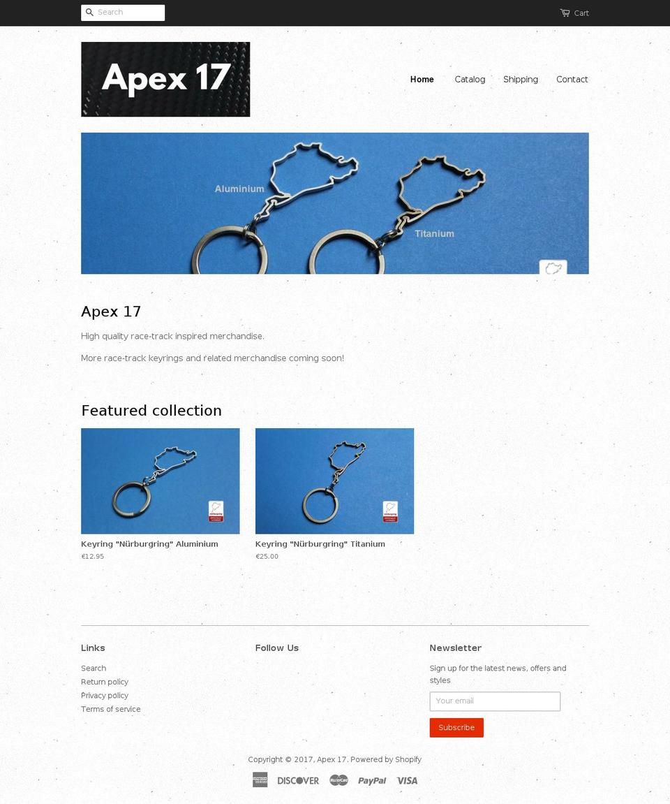 apex17.com shopify website screenshot