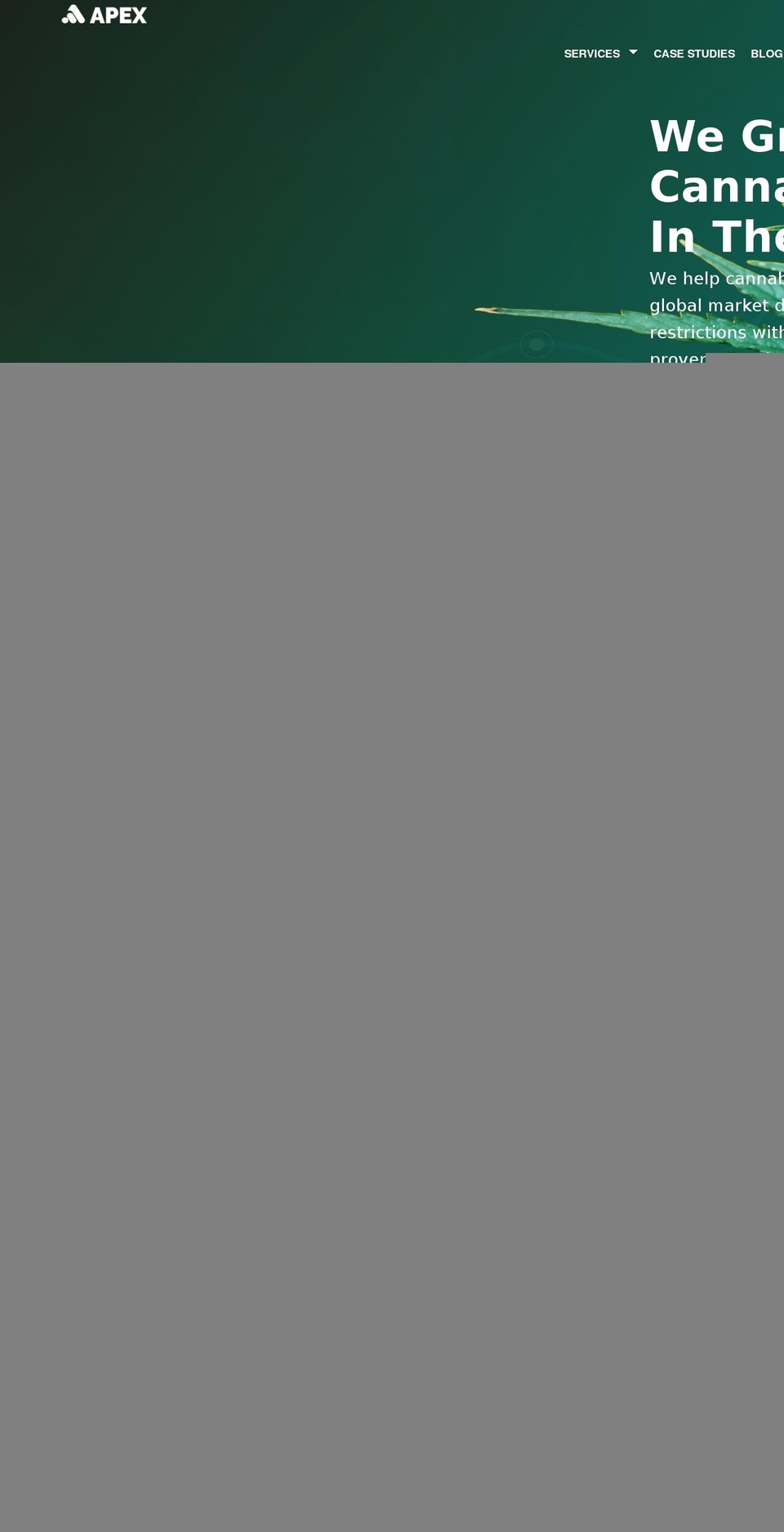 apexcannabismarketing.com shopify website screenshot