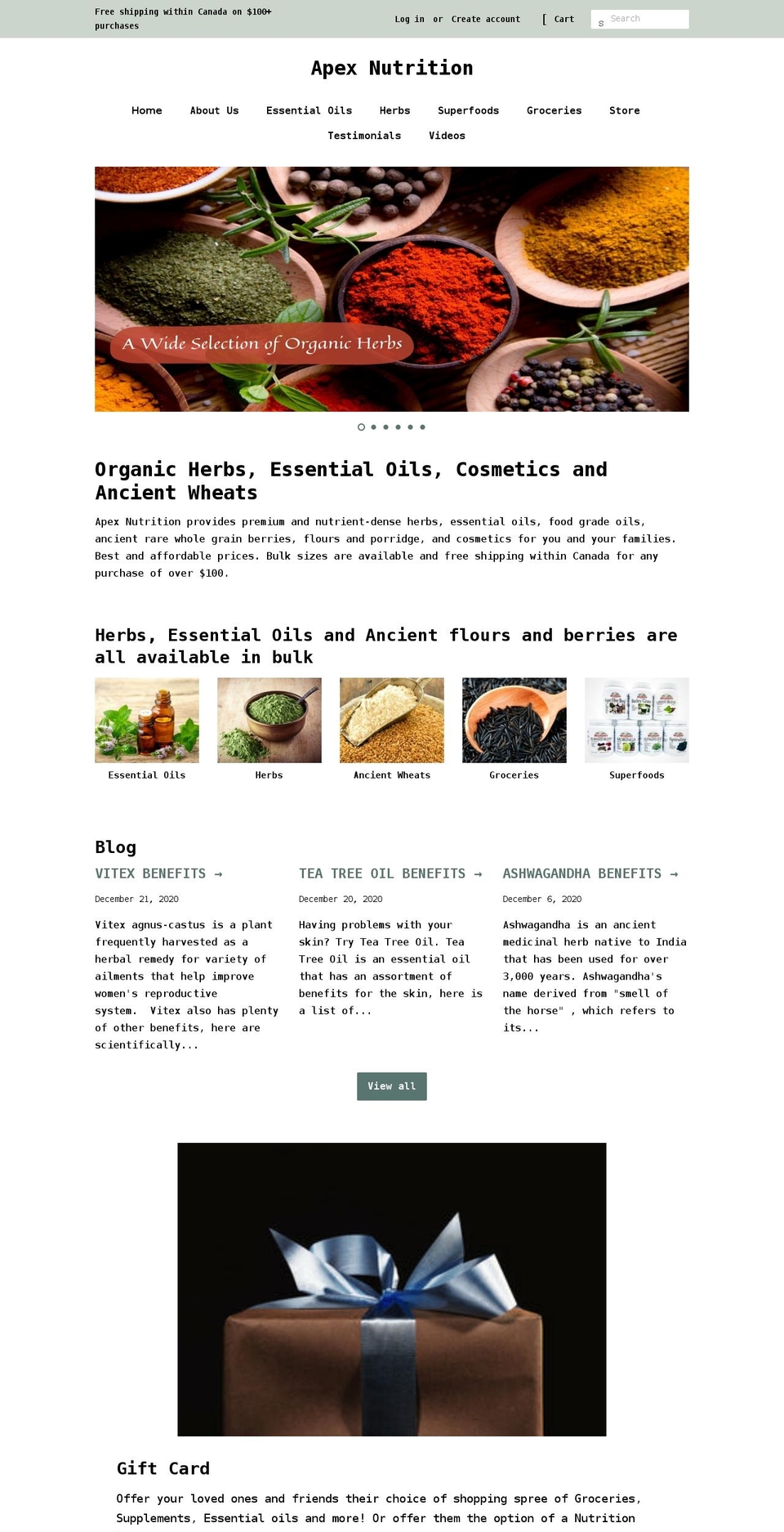 apexnutrition.ca shopify website screenshot