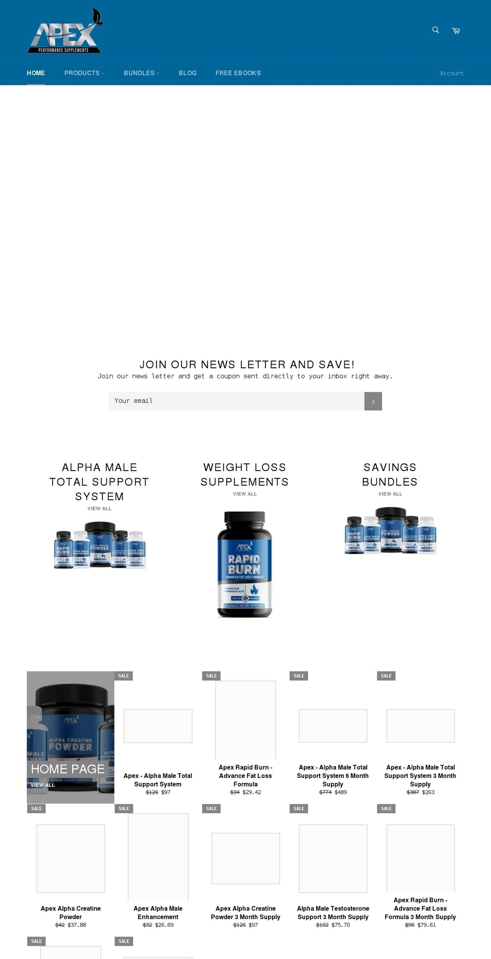 apexperformancesupplements.com shopify website screenshot