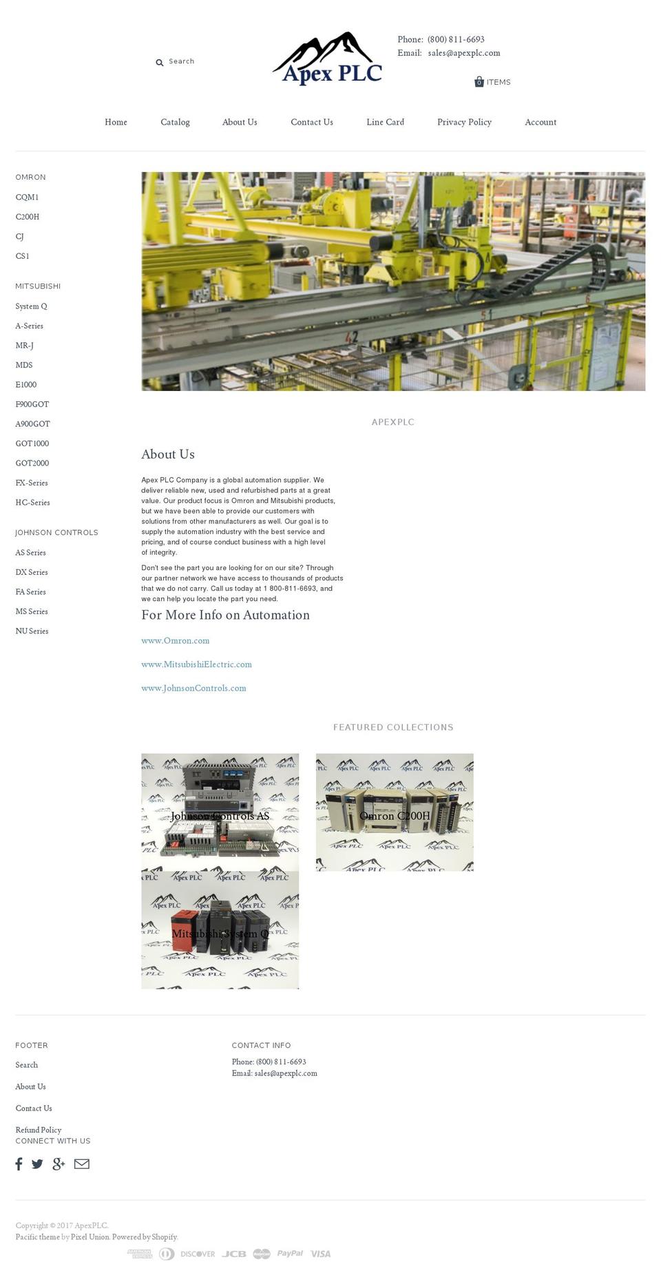 apexplc.com shopify website screenshot