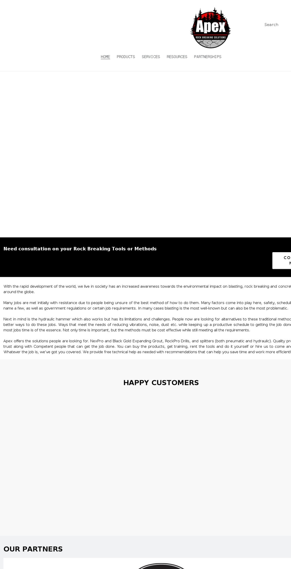 apexrockpros.com shopify website screenshot