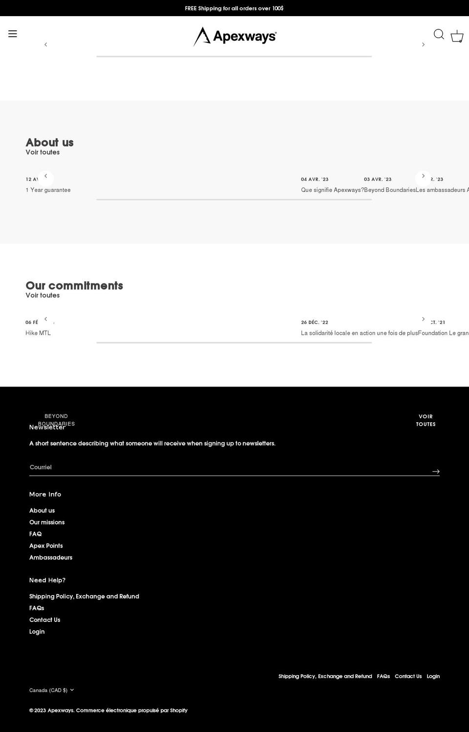 apexways.com shopify website screenshot