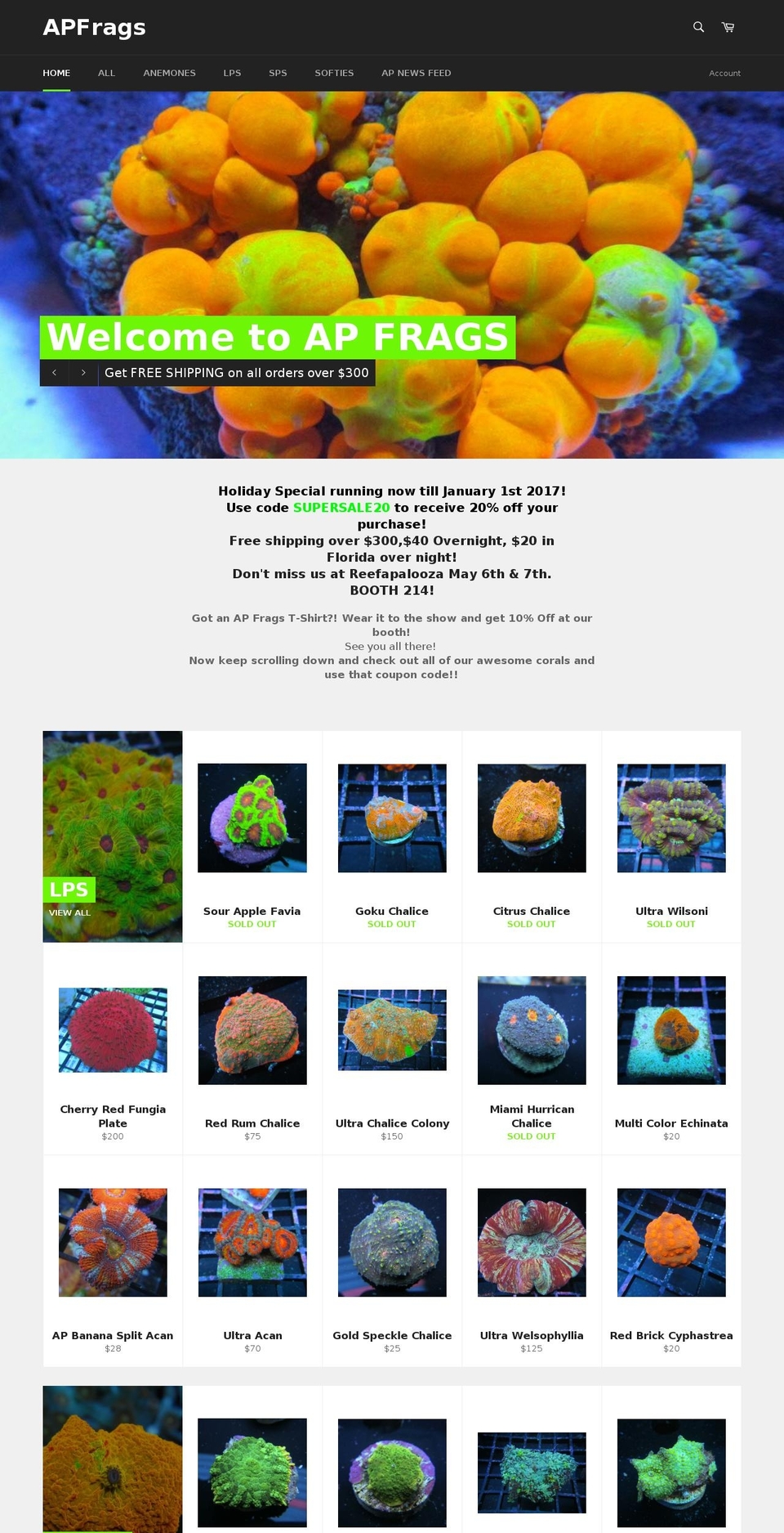 apfrags.com shopify website screenshot