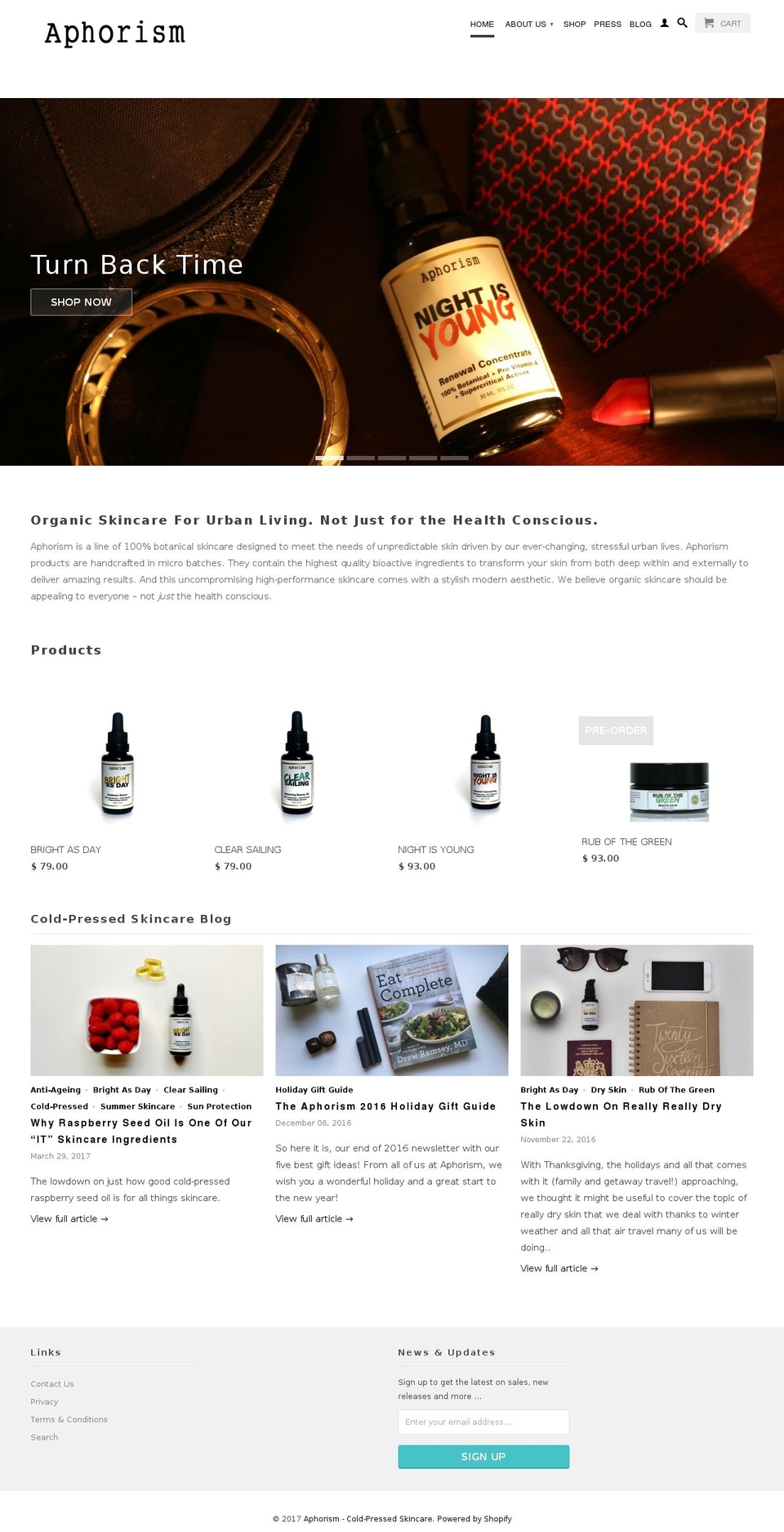 aphorismskincare.com shopify website screenshot