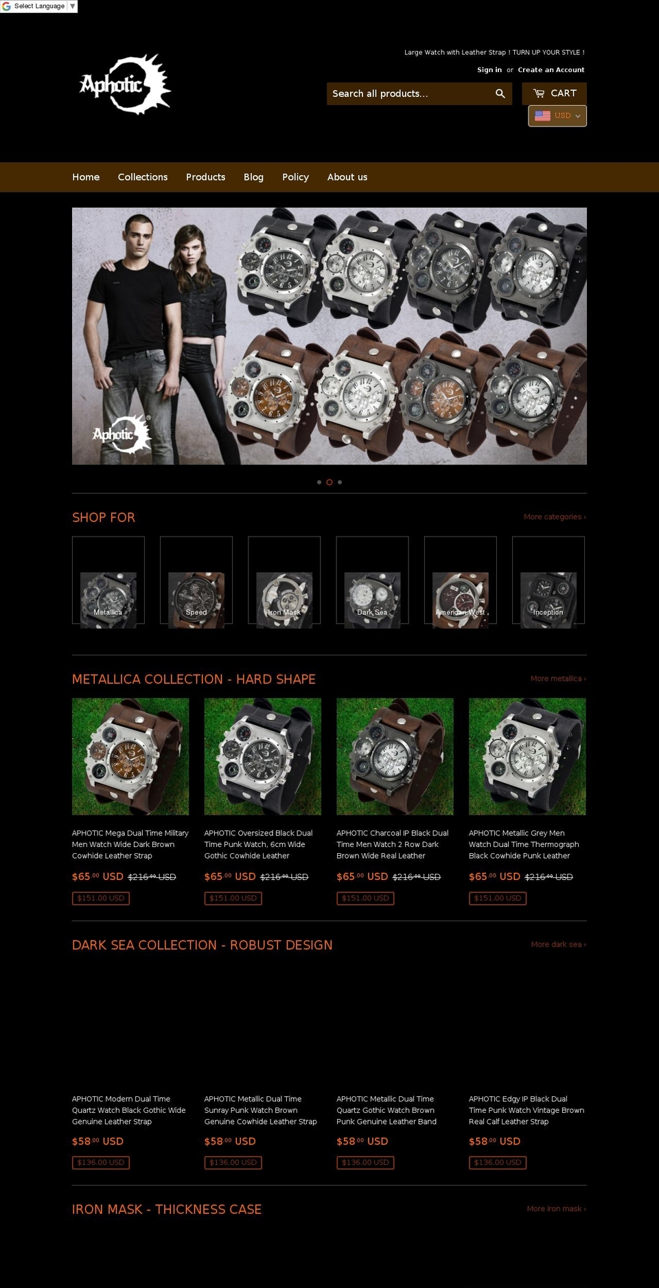 aphoticwatches.com shopify website screenshot