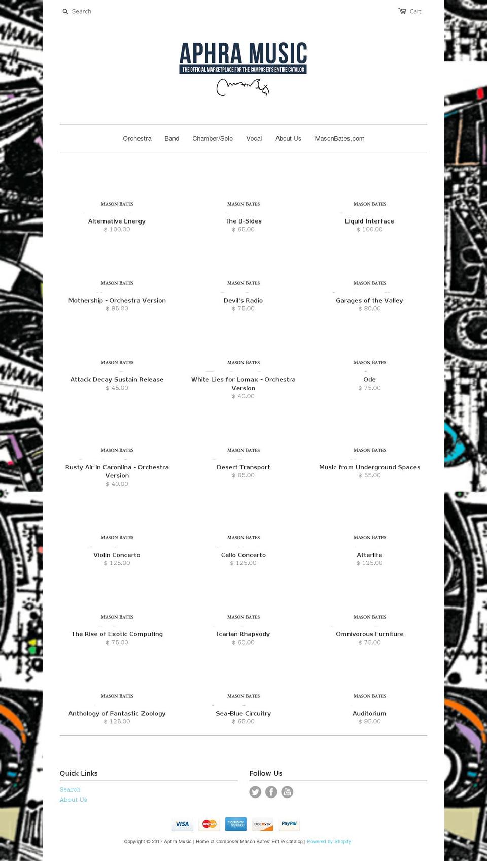 aphramusic.com shopify website screenshot