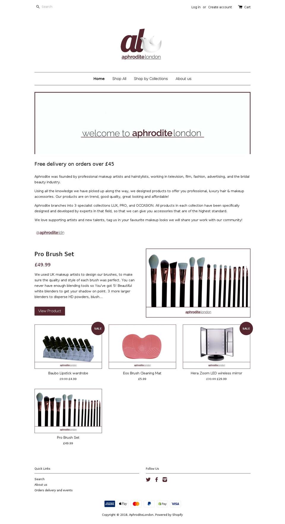 aphroditeldn.com shopify website screenshot