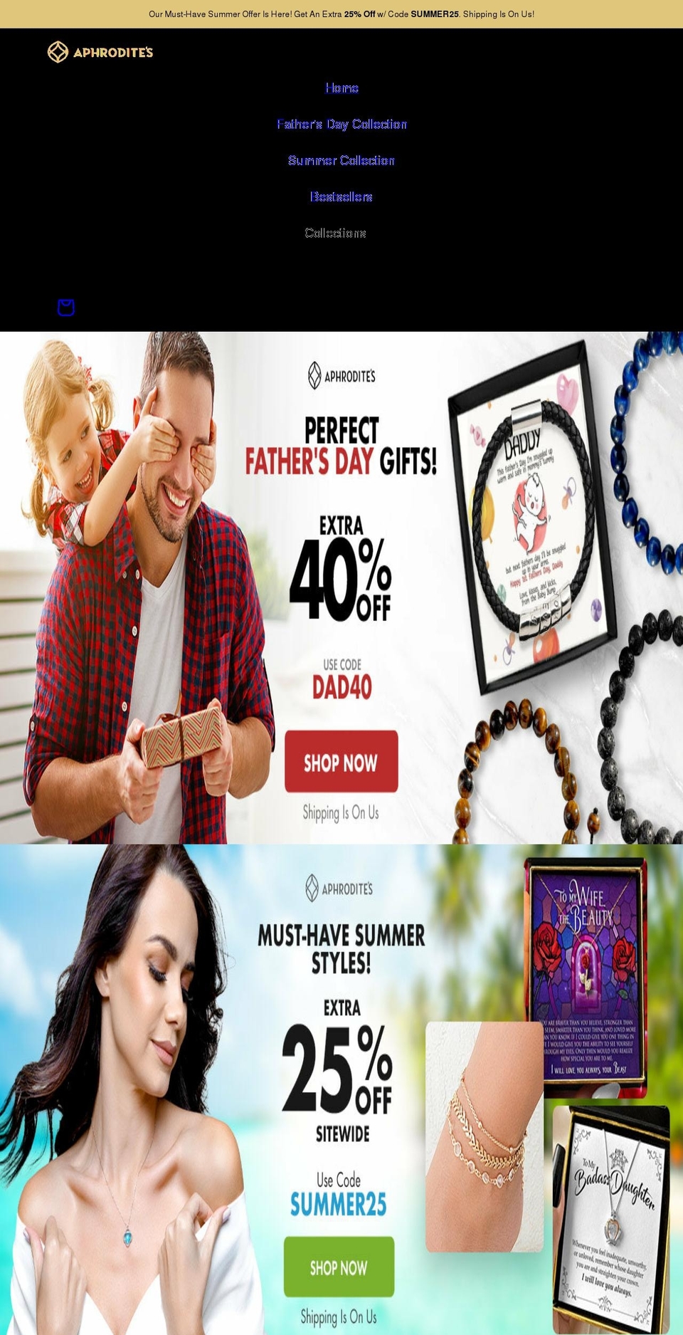 aphrodites.com shopify website screenshot