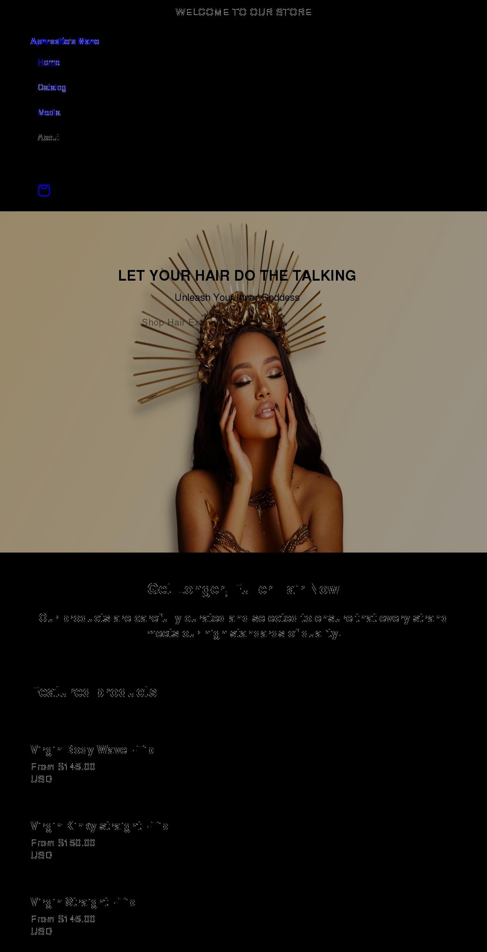 aphroditesmane.com shopify website screenshot