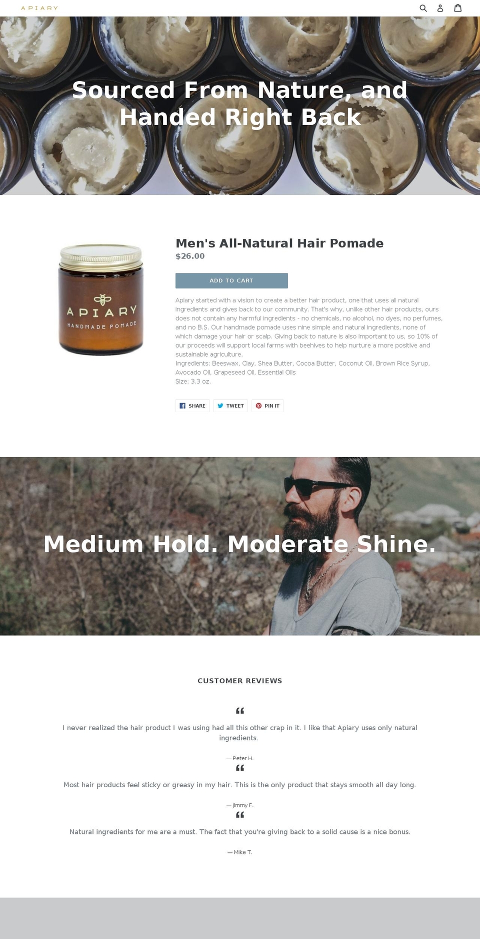 apiarychicago.com — Shopify storefront screenshot