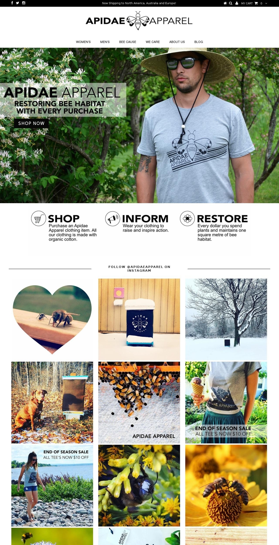 apidaeapparel.com shopify website screenshot