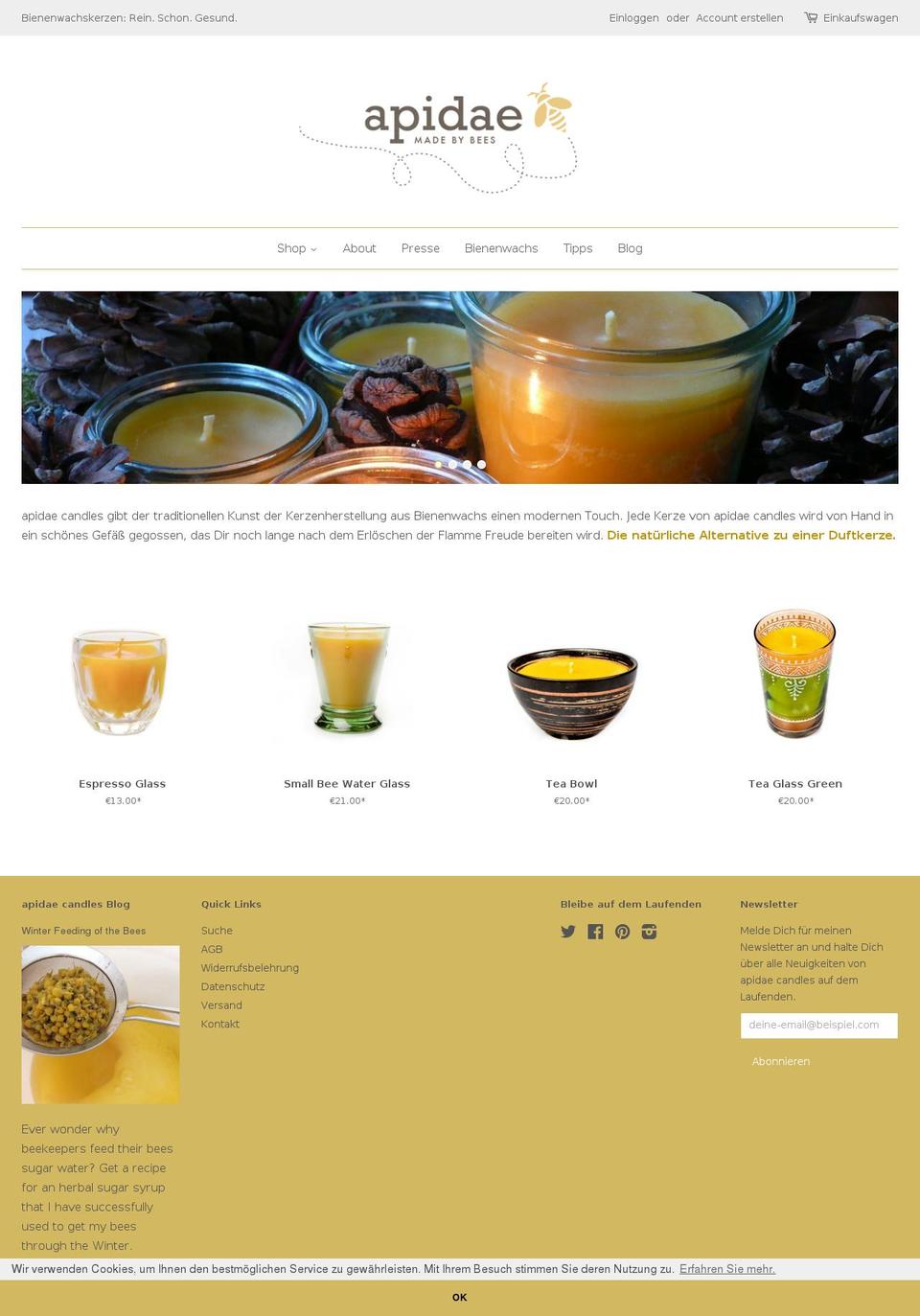 apidaecandles.com — Shopify storefront screenshot