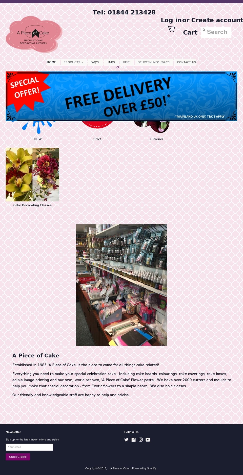 apieceofcakethame.co.uk shopify website screenshot