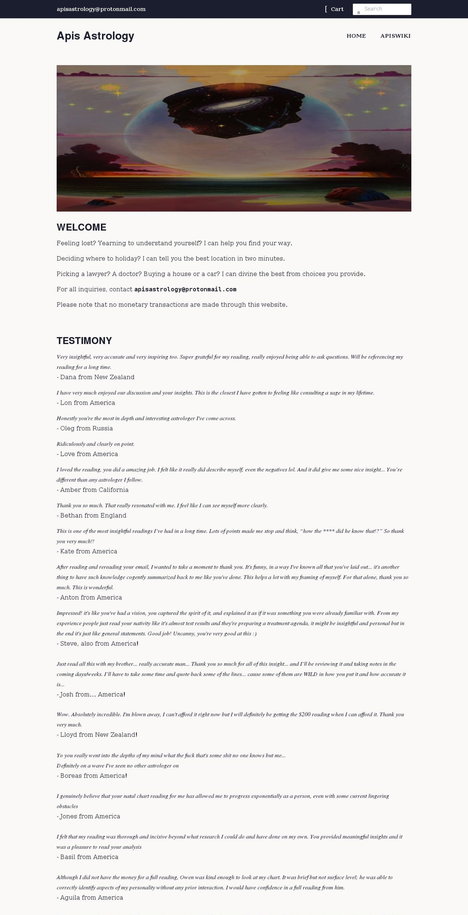 apisastrology.com shopify website screenshot