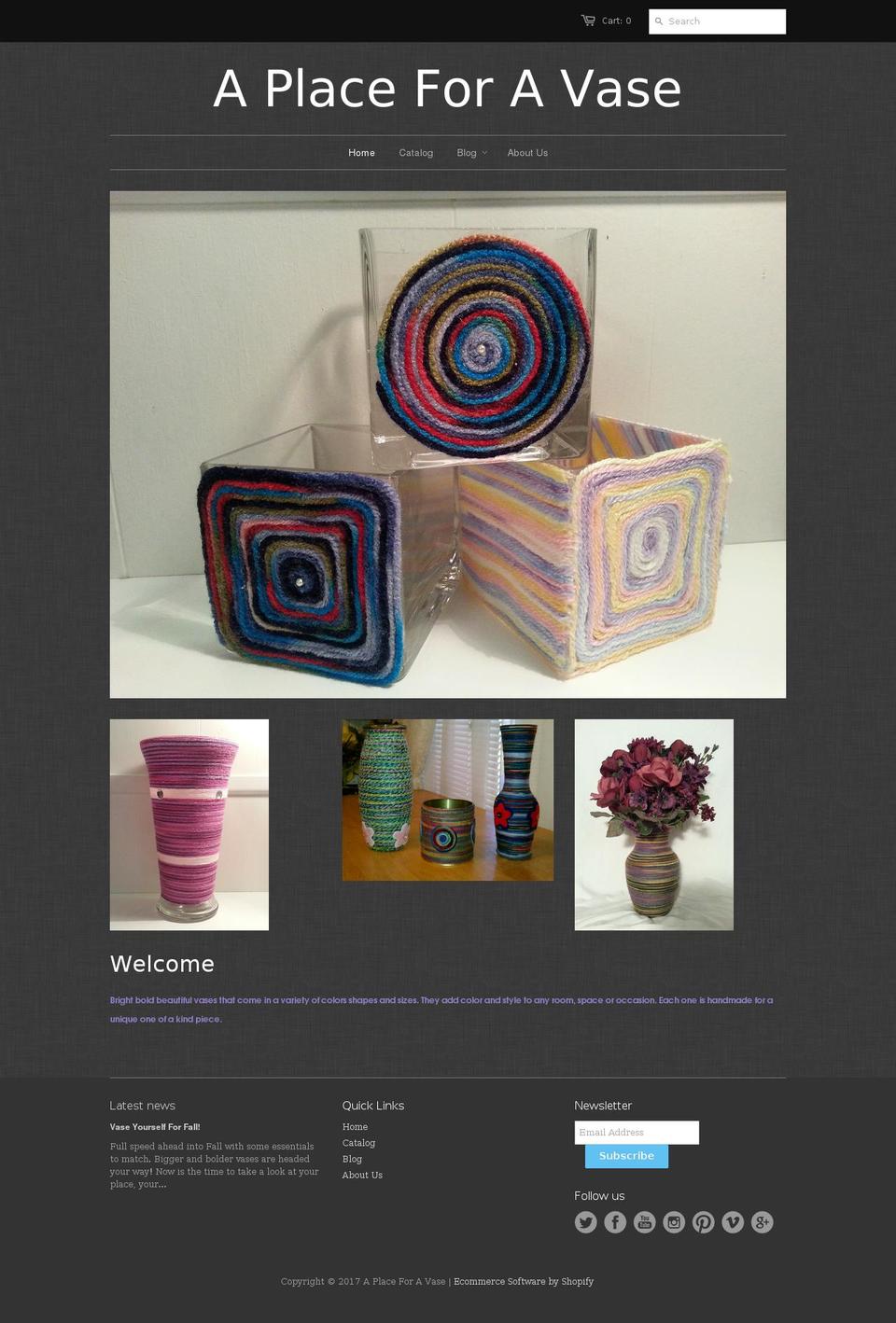 aplaceforavase.com shopify website screenshot
