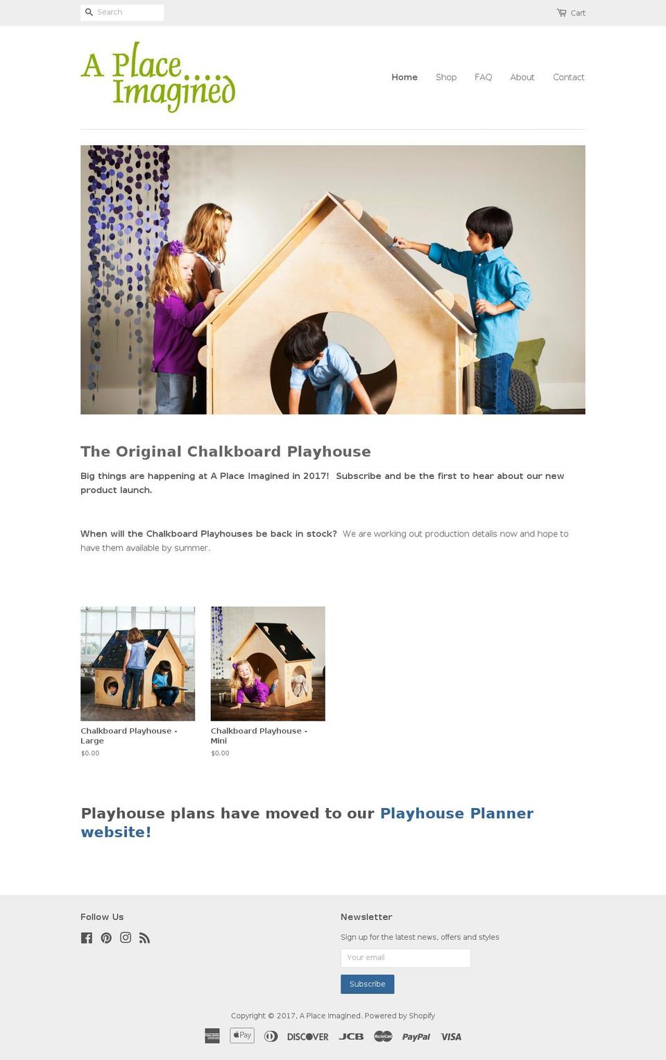 aplaceimagined.com shopify website screenshot