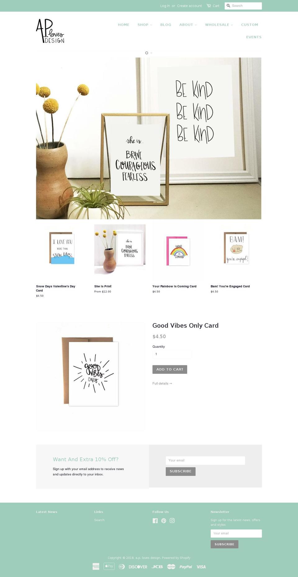 aplovesdesign.com — Shopify storefront screenshot