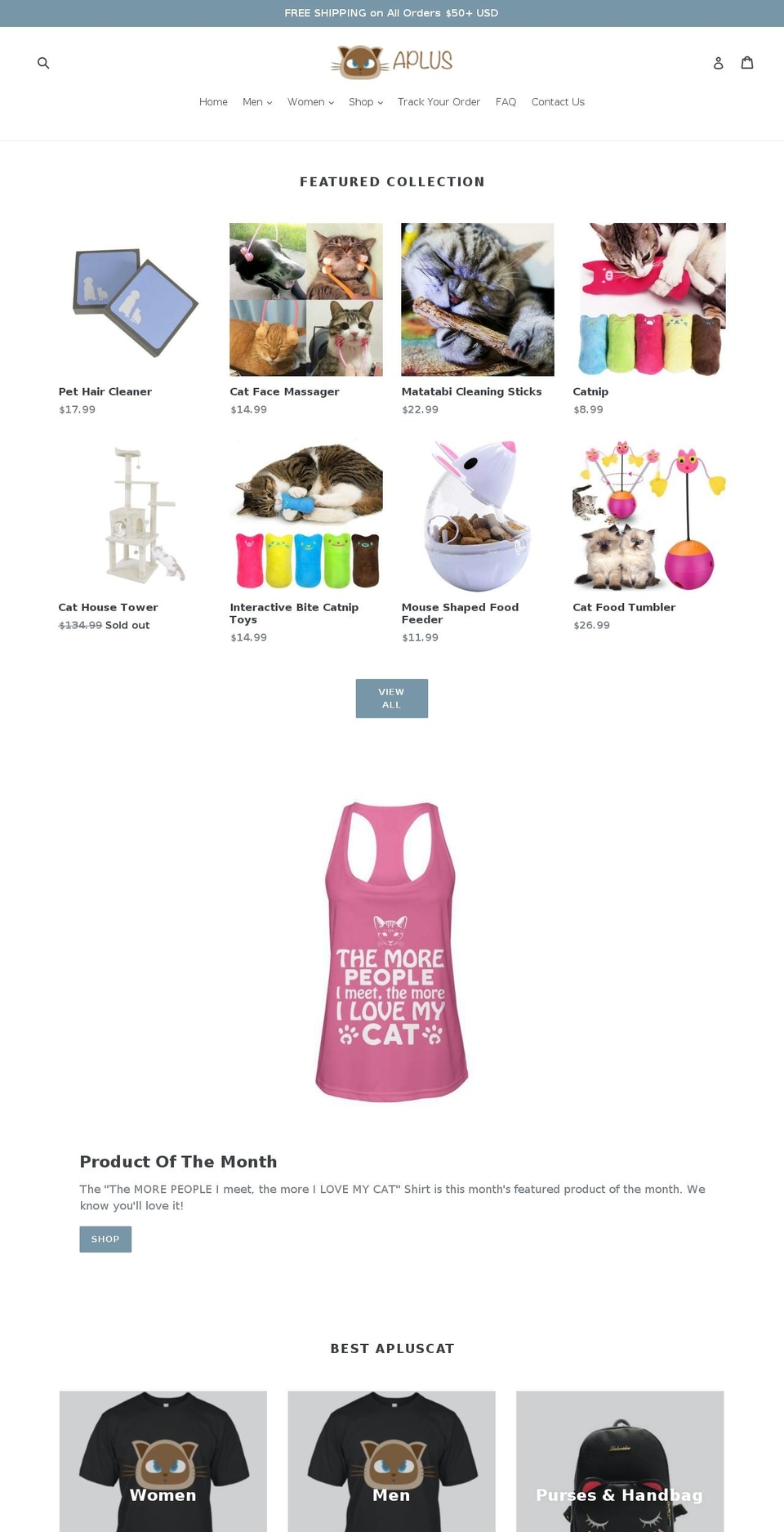 apluscat.com — Shopify storefront screenshot