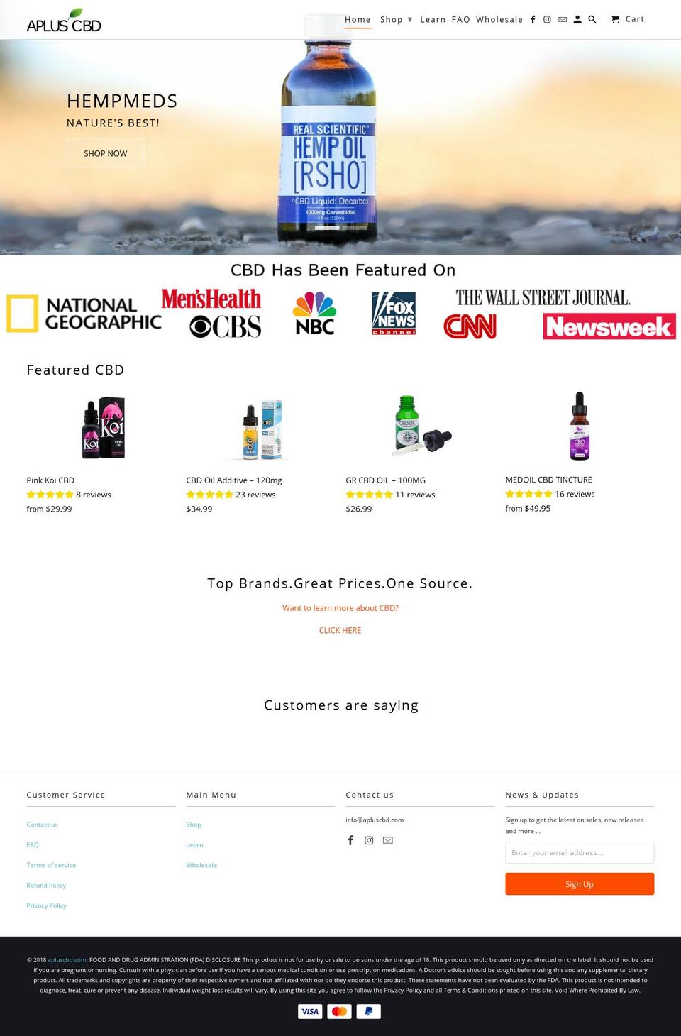 apluscbd.com — Shopify storefront screenshot