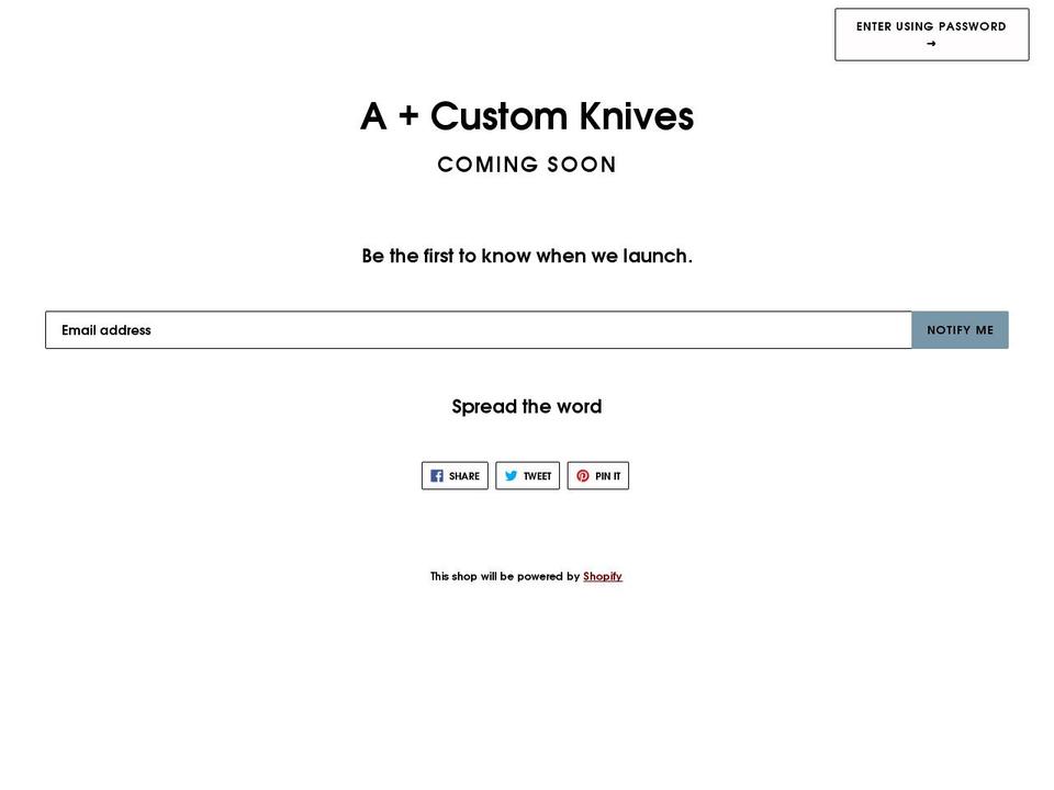 apluscustomknives.com — Shopify storefront screenshot