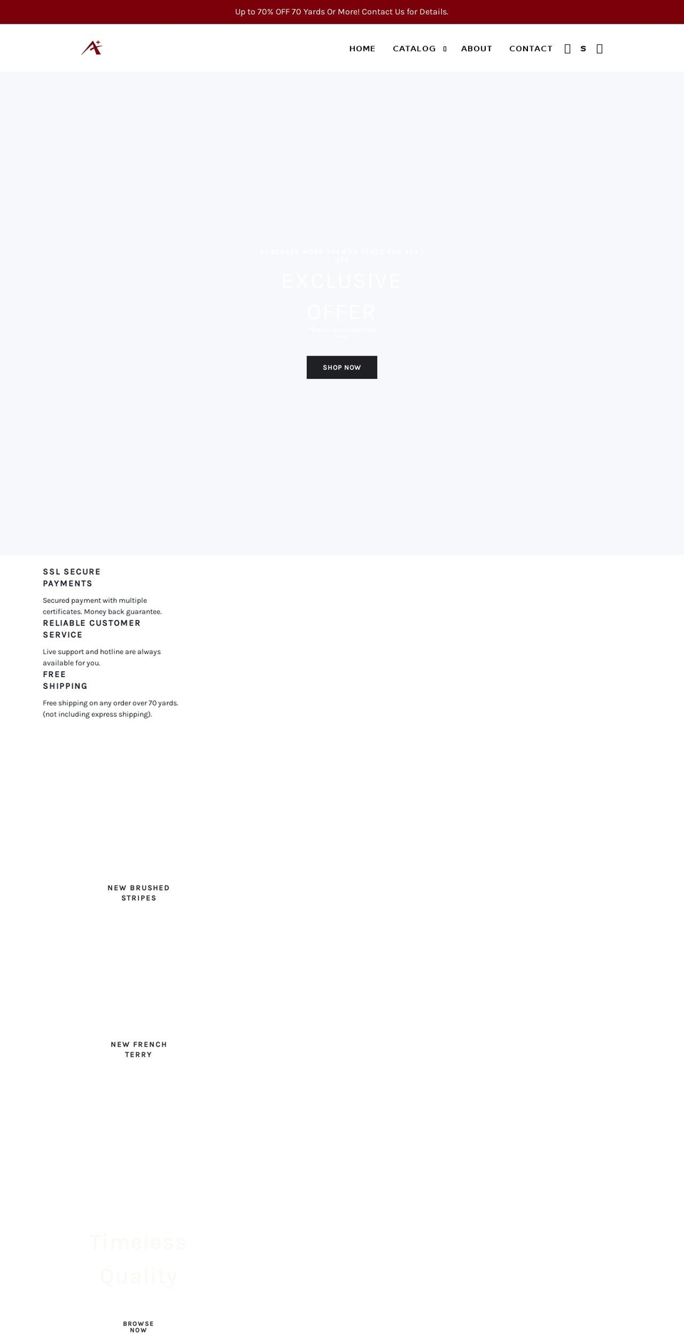aplusfabricsusa.com shopify website screenshot
