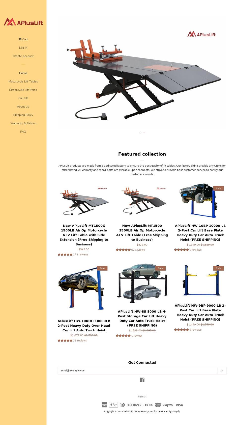 apluslift.com shopify website screenshot