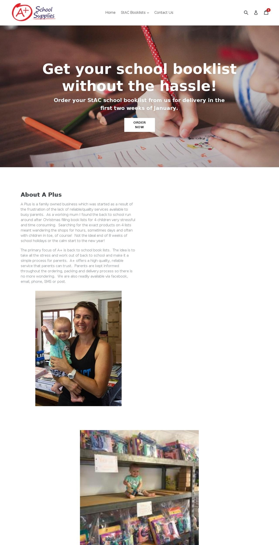 aplusschoolsupplies.com.au shopify website screenshot