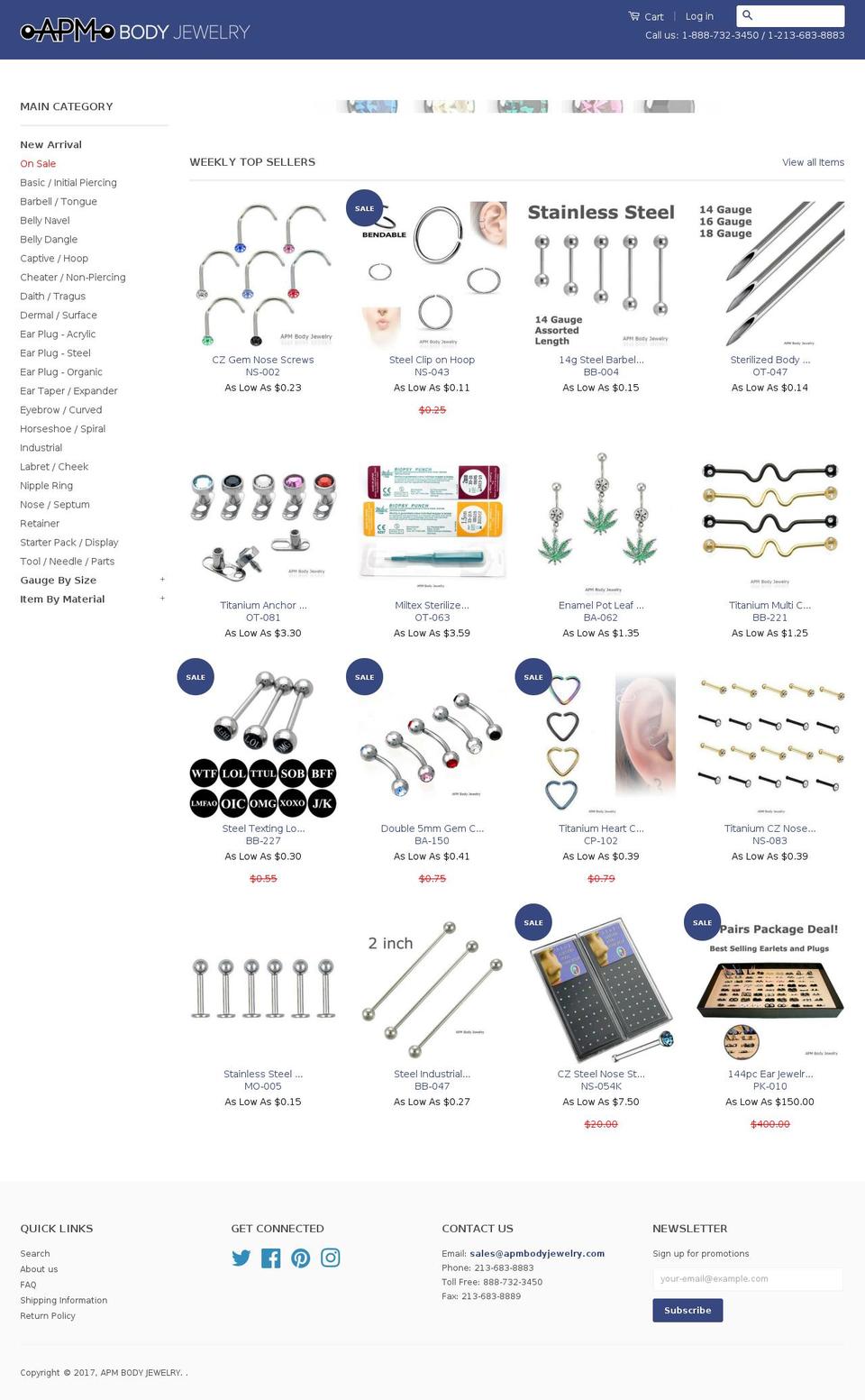 apmbodyjewellery.com shopify website screenshot