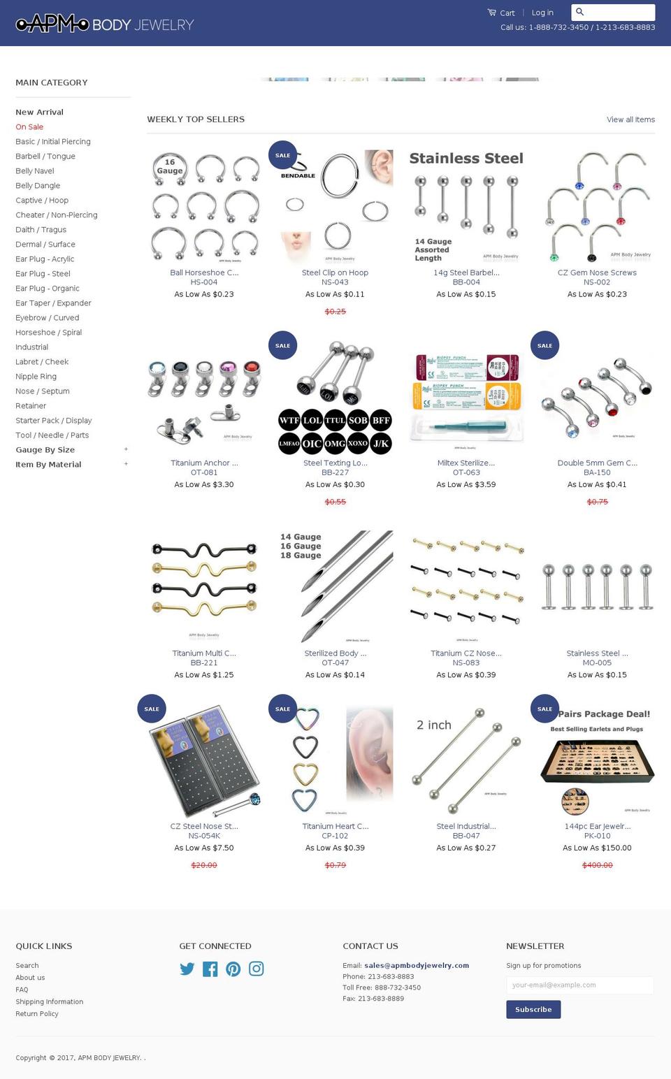 apmbodyjewelry.com shopify website screenshot