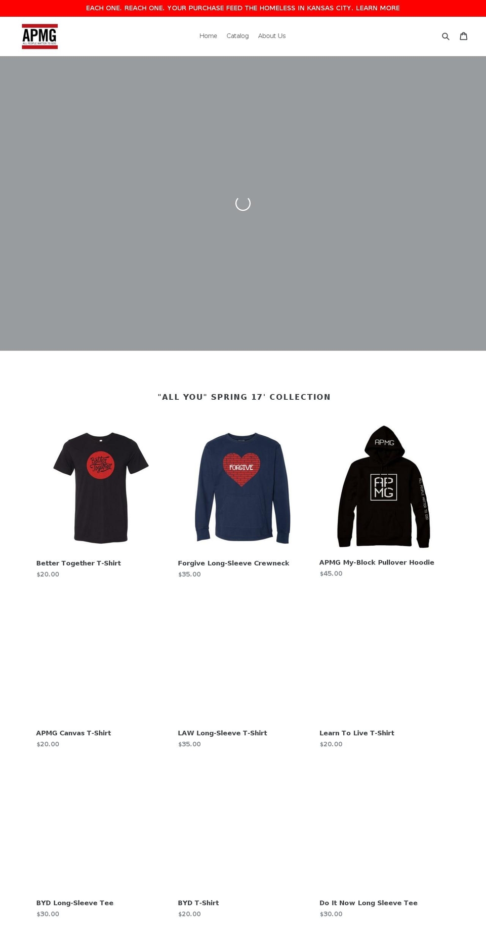 apmgclothing.com — Shopify storefront screenshot